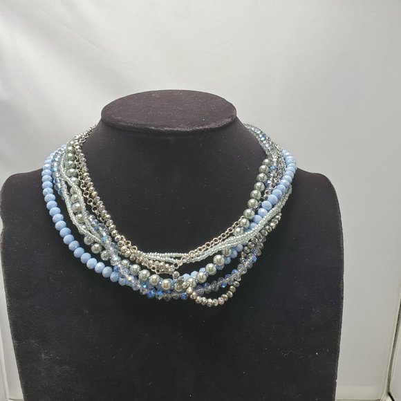 Ali Khan 7 Strand Iridescent Multicolor Glass Necklace (2 in 1) with gift box - Picture 4 of 11